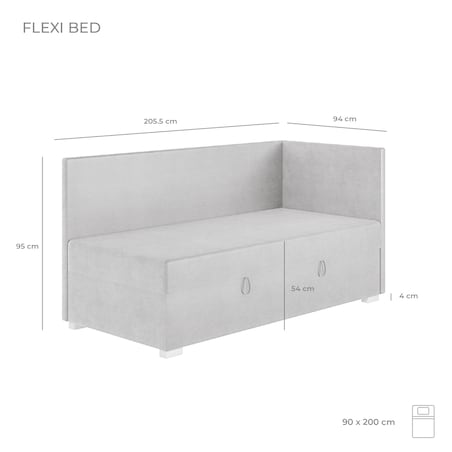 Mesonica Łóżko Flexi, zielone, 90x200, Prawostronne