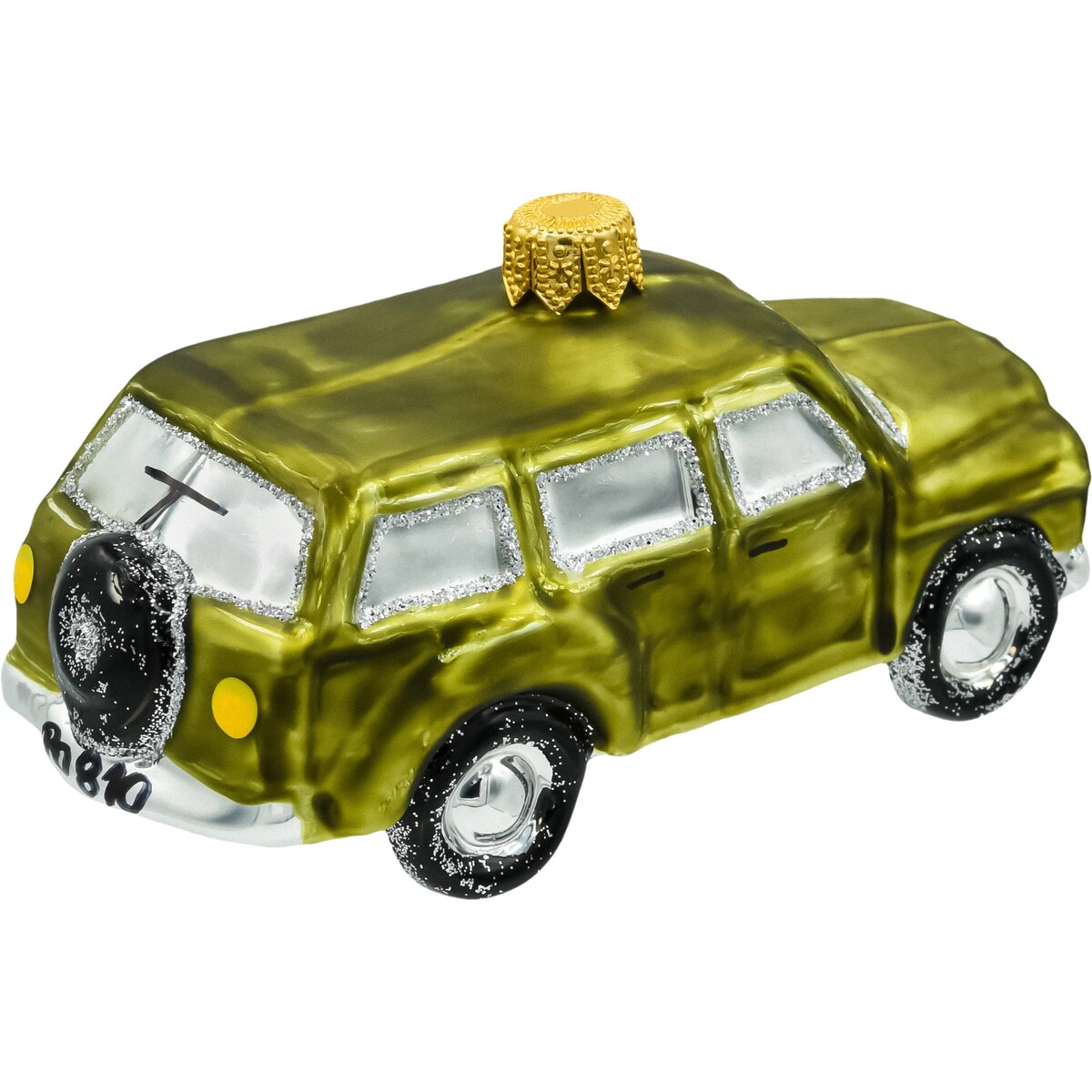 Bombka choinkowa: Duży klasyczny samochód retro: zielony