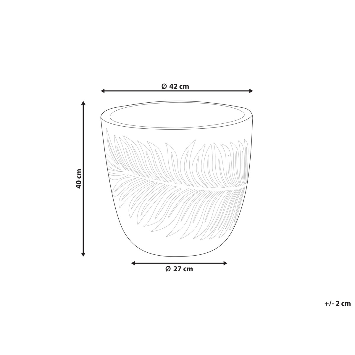 Doniczka okrągła 42 x 42 x 40 cm szara FTERO