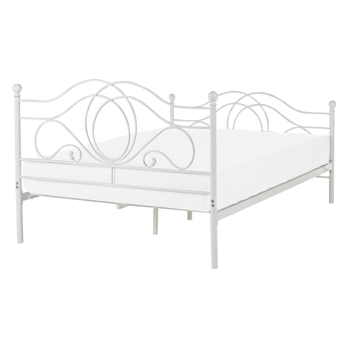 Łóżko metalowe 140 x 200 cm białe LYRA