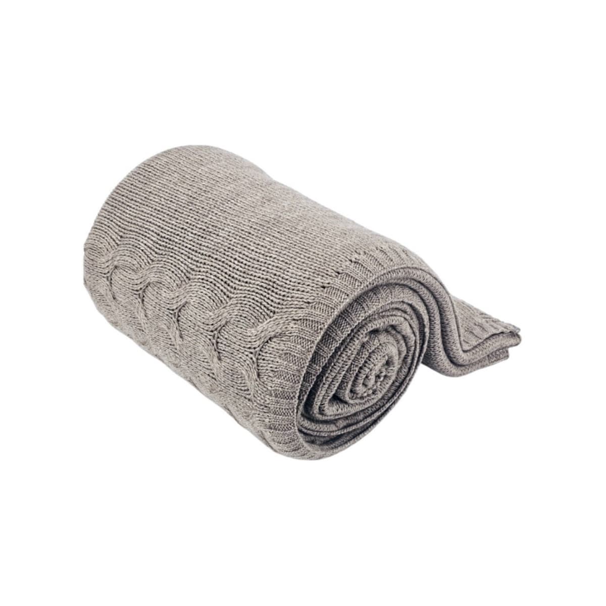 Koc dzianinowy z wełną 150x200 cm – AREZZO TAUPE