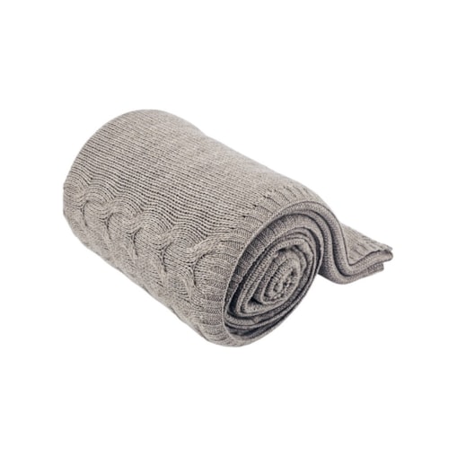 Koc dzianinowy z wełną 150x200 cm – AREZZO TAUPE