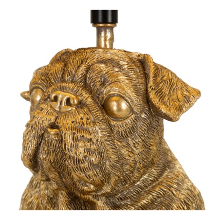 Lampa stołowa Dog, kolor złoty i czarny, żywica syntetyczna, żelazo i tkanina, 26 x 26 x 43,8 cm, 1 x E27, max. 40 W, motyw: pies, Mauro Ferretti