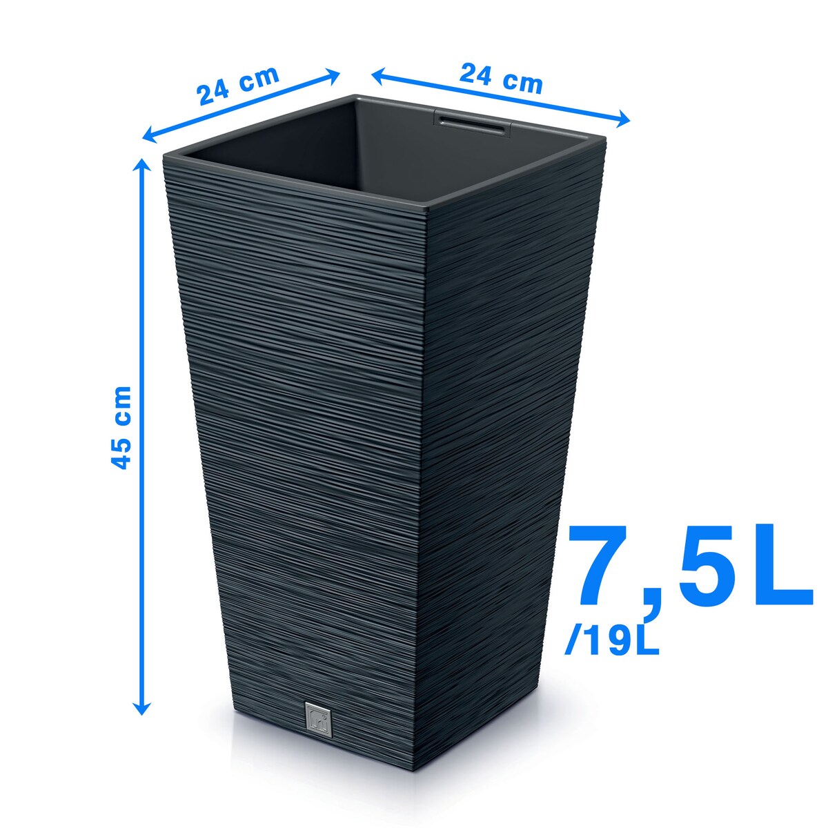 Doniczka Donica Ogrodowa 24 Cm Kwadratowa Na Taras Do Ogrodu Domu Antracytowa