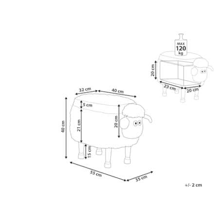 Pufa zwierzak ze schowkiem szara SHEEP