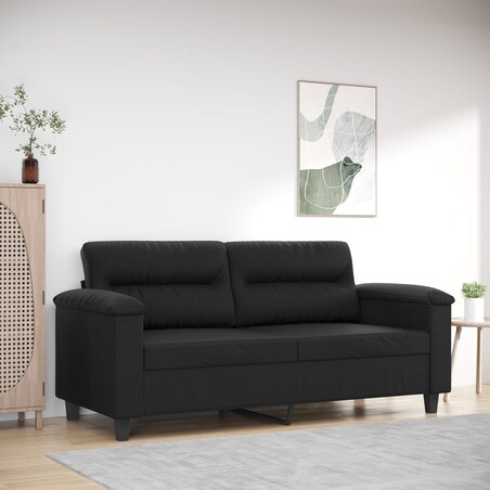 vidaXL 2-osobowa sofa, czarna, 140 cm, sztuczna skóra