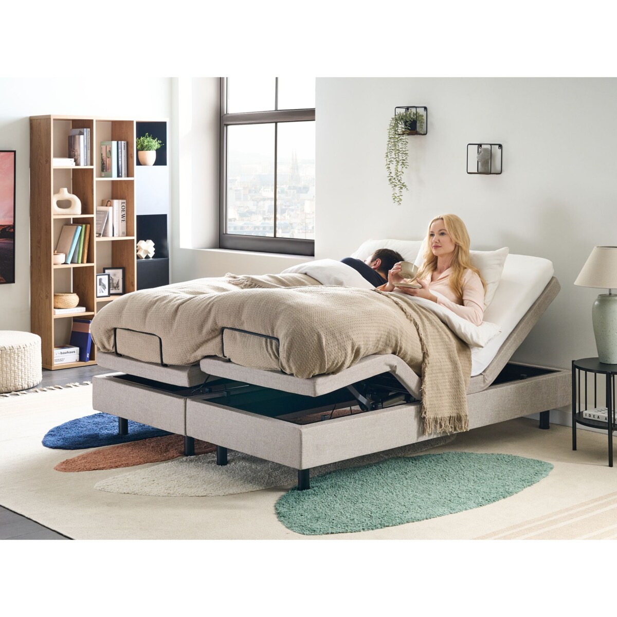 Łóżko regulowane bez zagłówka DUKE 160 x 200 cm Beżowy