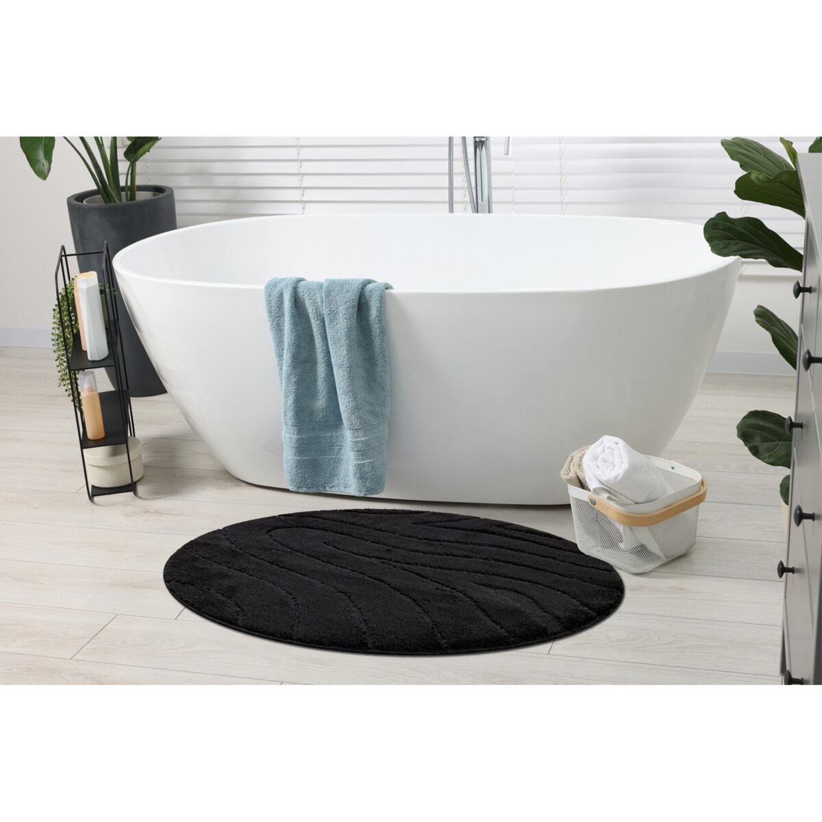 Dywan łazienkowy SUPREME koło WAVES fale, koło 67 cm