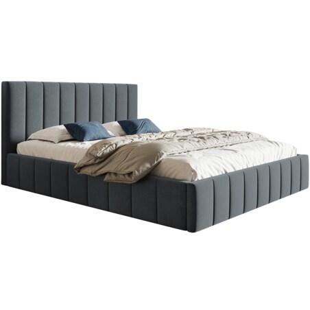 Łóżko sypialniane 160x200 OLDO 10 tapicerowane, z pojemnikiem- grafitowe