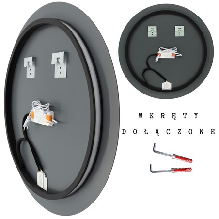 Lustro podświetlane LED okrągłe 80cm trzy barwy dotykowe
