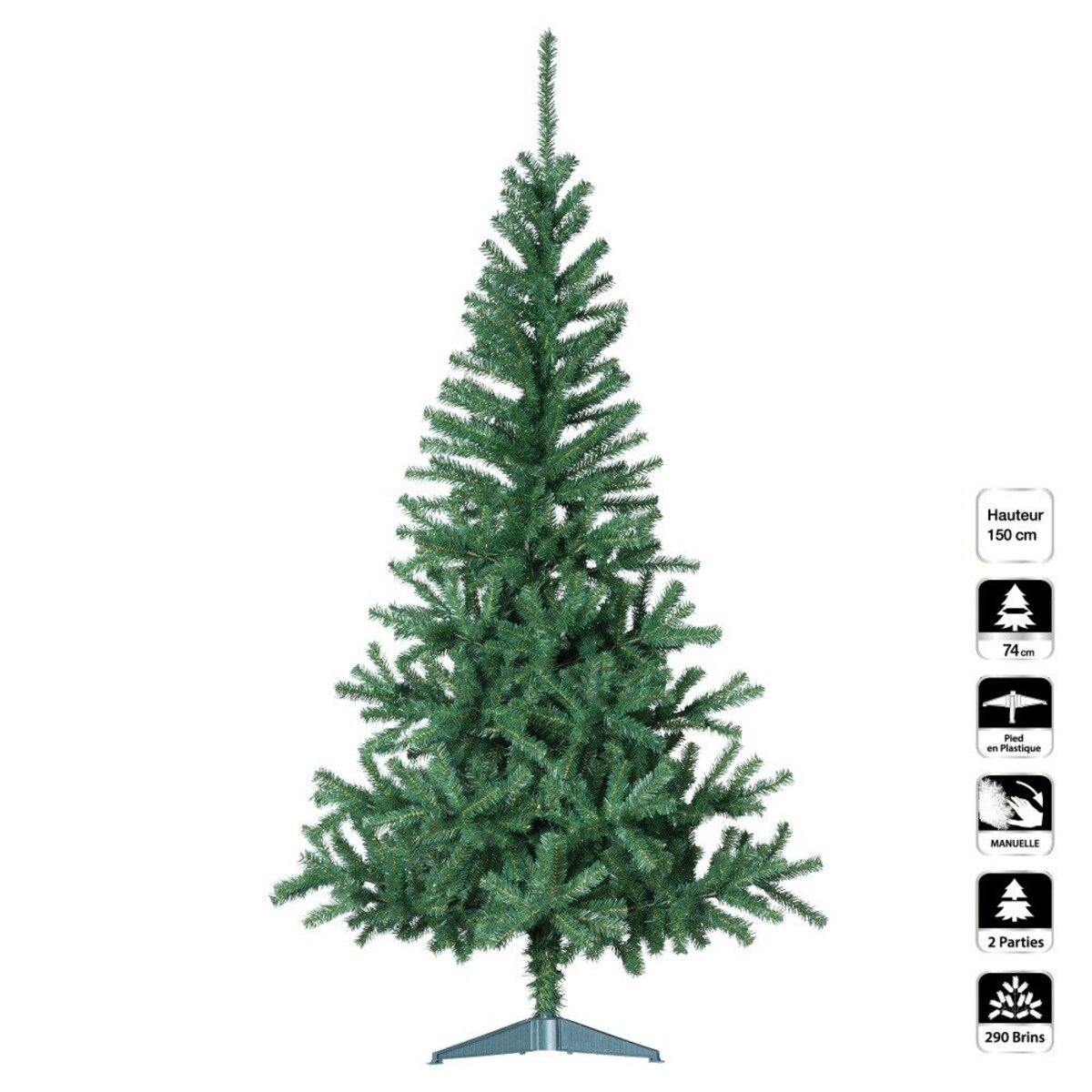 Sztuczna choinka na plastikowym stojaku, 150 cm