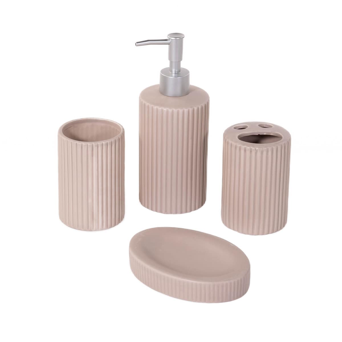 Zestaw ceramicznych akcesoriów łazienkowych, 4 elementy