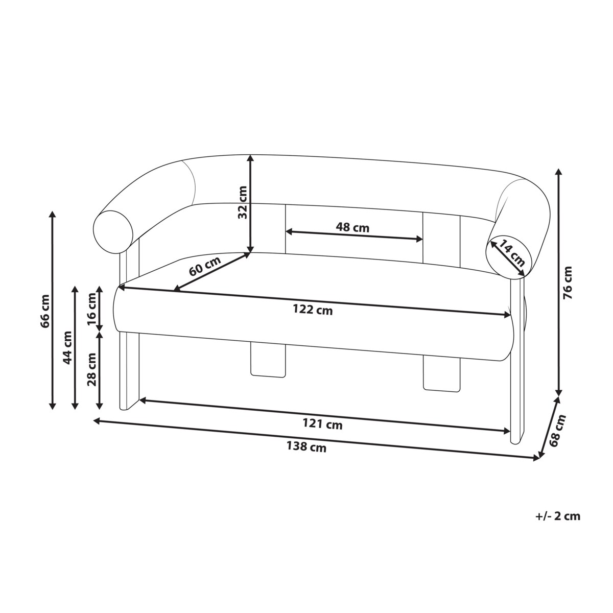 Sofa ILBRO Boucle Czarny dla 2 osób