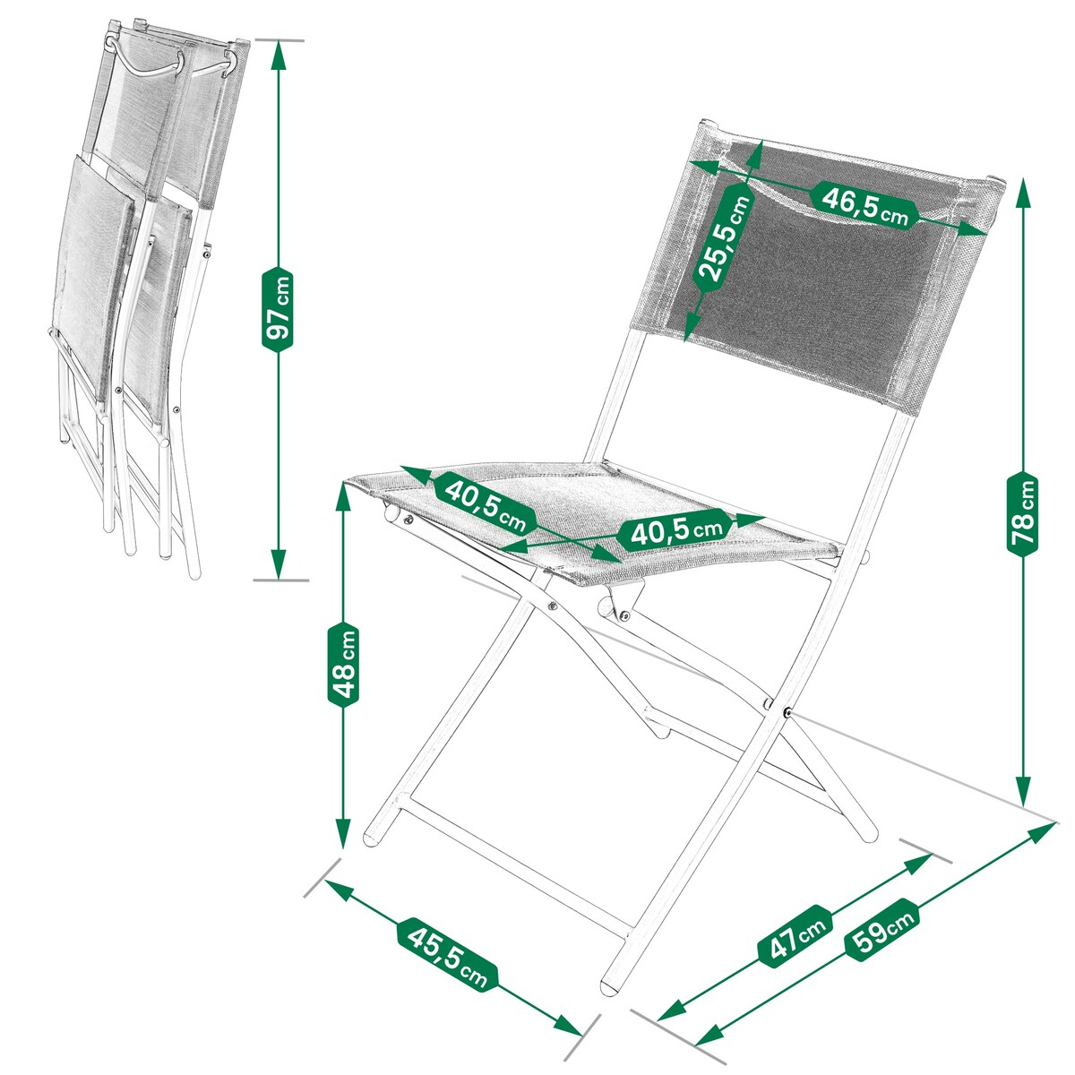 2X Krzesło Zestaw Ogrodowe Na Taras Do Ogrodu Składane Balkonowe Na Balkon