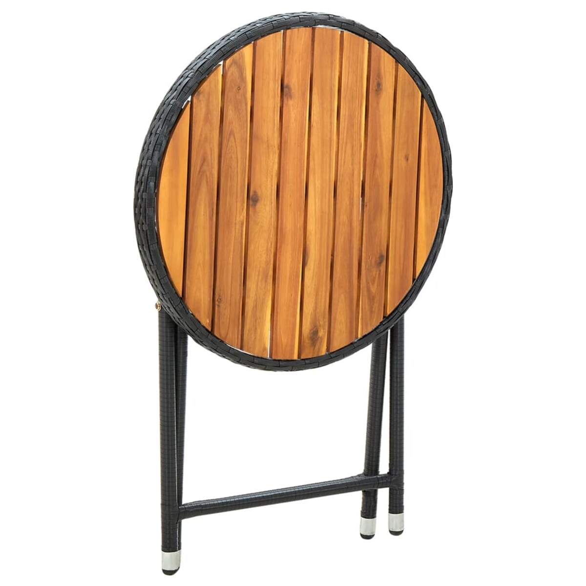 vidaXL Stolik herbaciany, czarny, 60 cm, rattan PE i drewno akacjowe