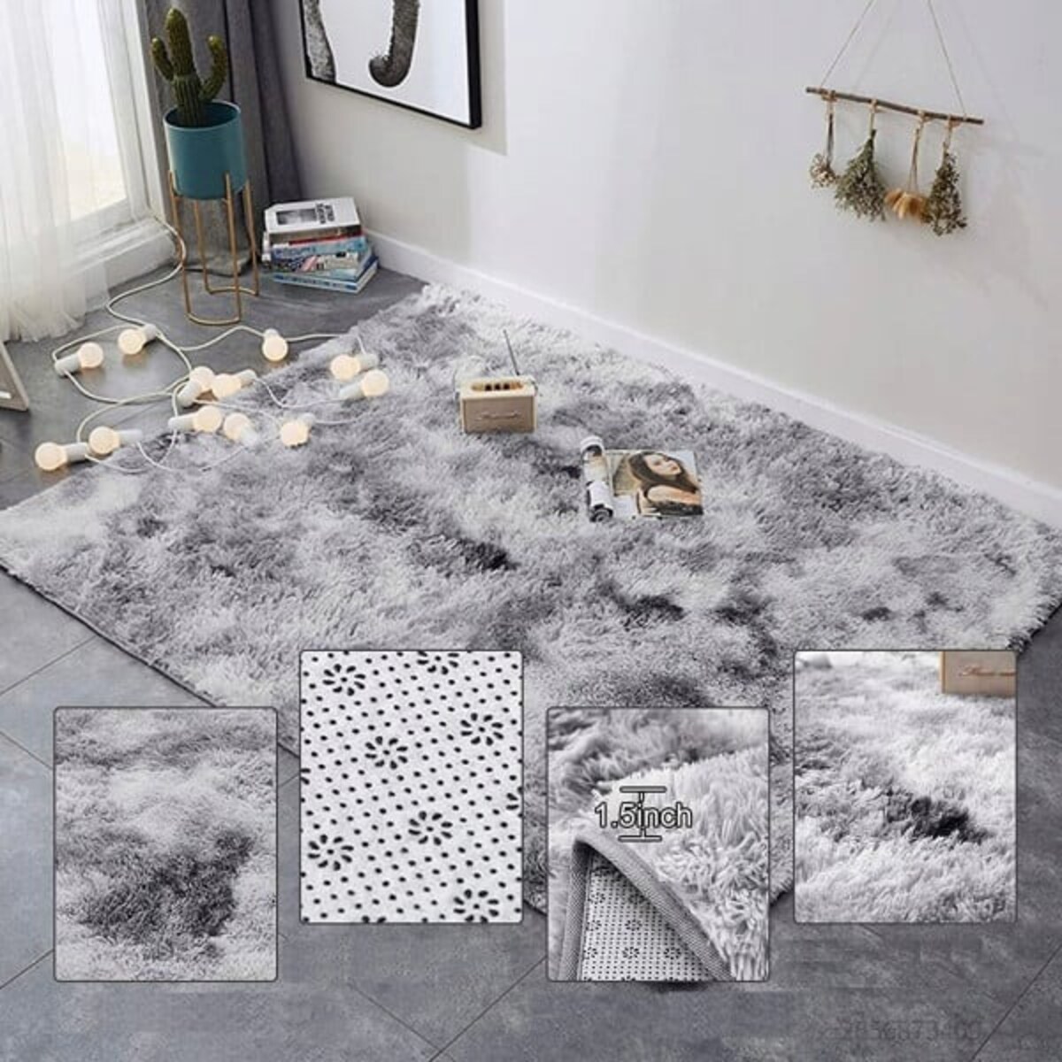 Dywan pluszowy 160x220 cm miękki shaggy włos 30 mm klasyczny