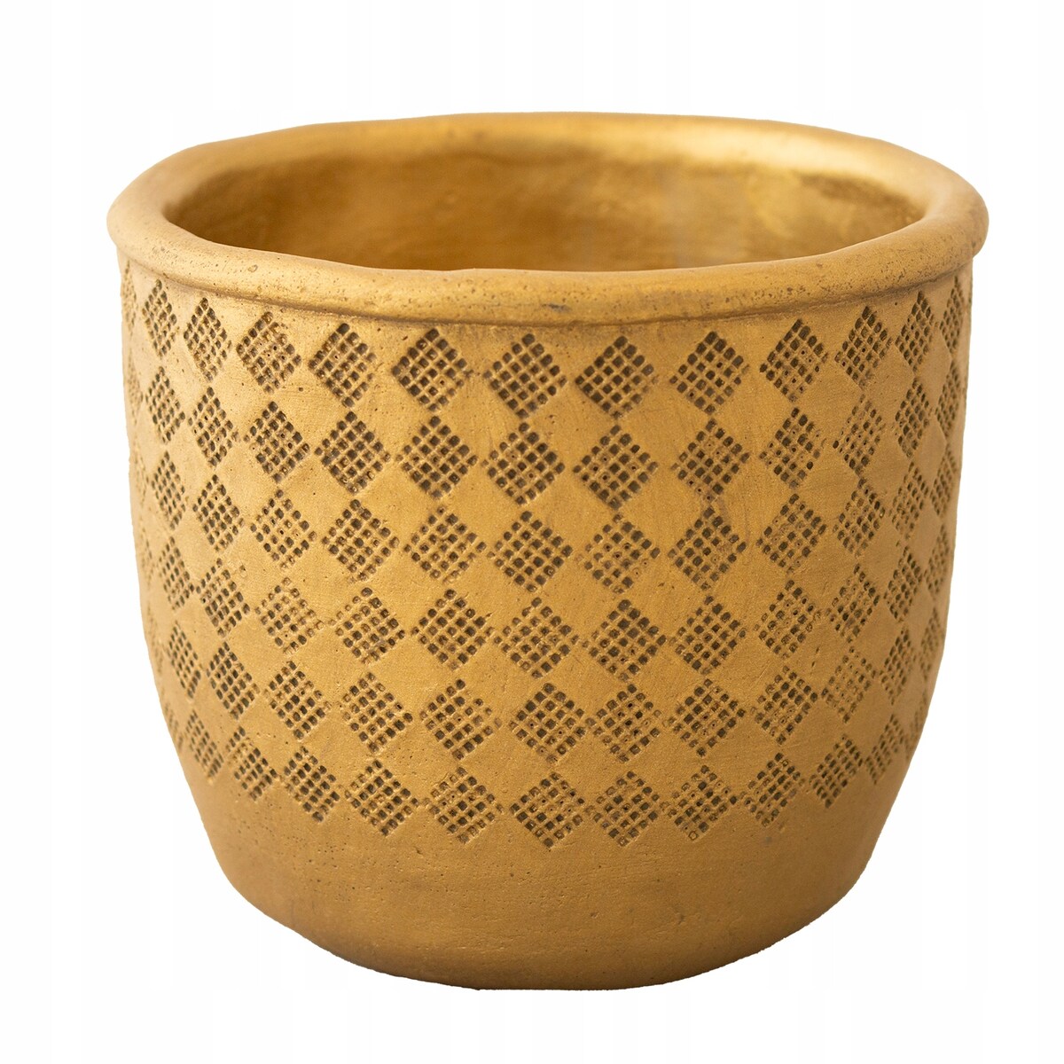 DONICZKA BETONOWA osłonka donica ZŁOTA retro okrągła na bonsai aloesy