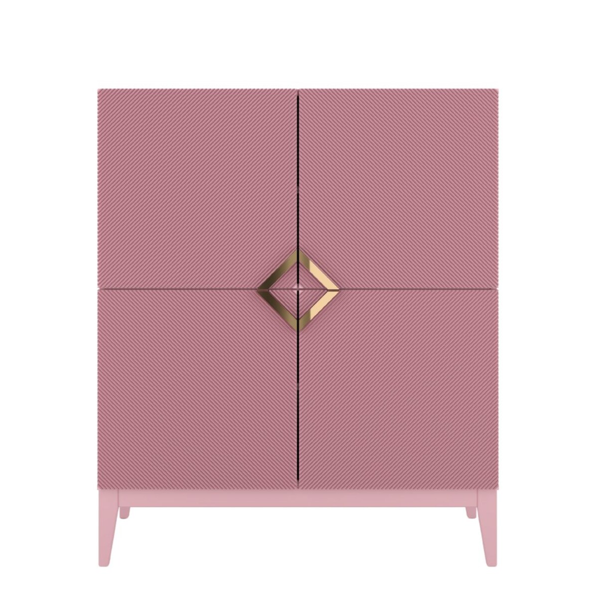 Drewniana komoda Visby DEMI HIGH / kolor pudrowy róż