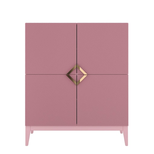 Drewniana komoda Visby DEMI HIGH / kolor pudrowy róż