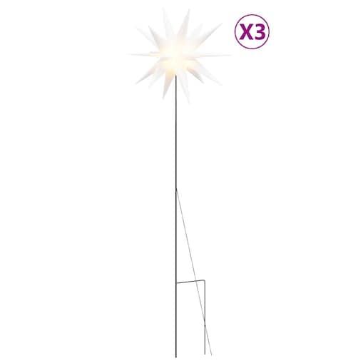 vidaXL Ozdoby świetlne LED z prętami, składane, 3 szt., białe, 57 cm