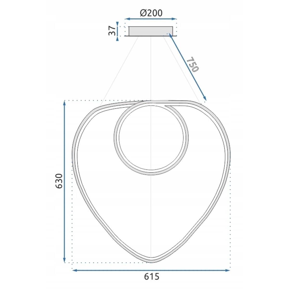 Lampa Sufitowa Wisząca Metal Ring Chrom Led Pilot