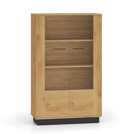 Witryna niska BRONX 2D 92cm dąb/czarna