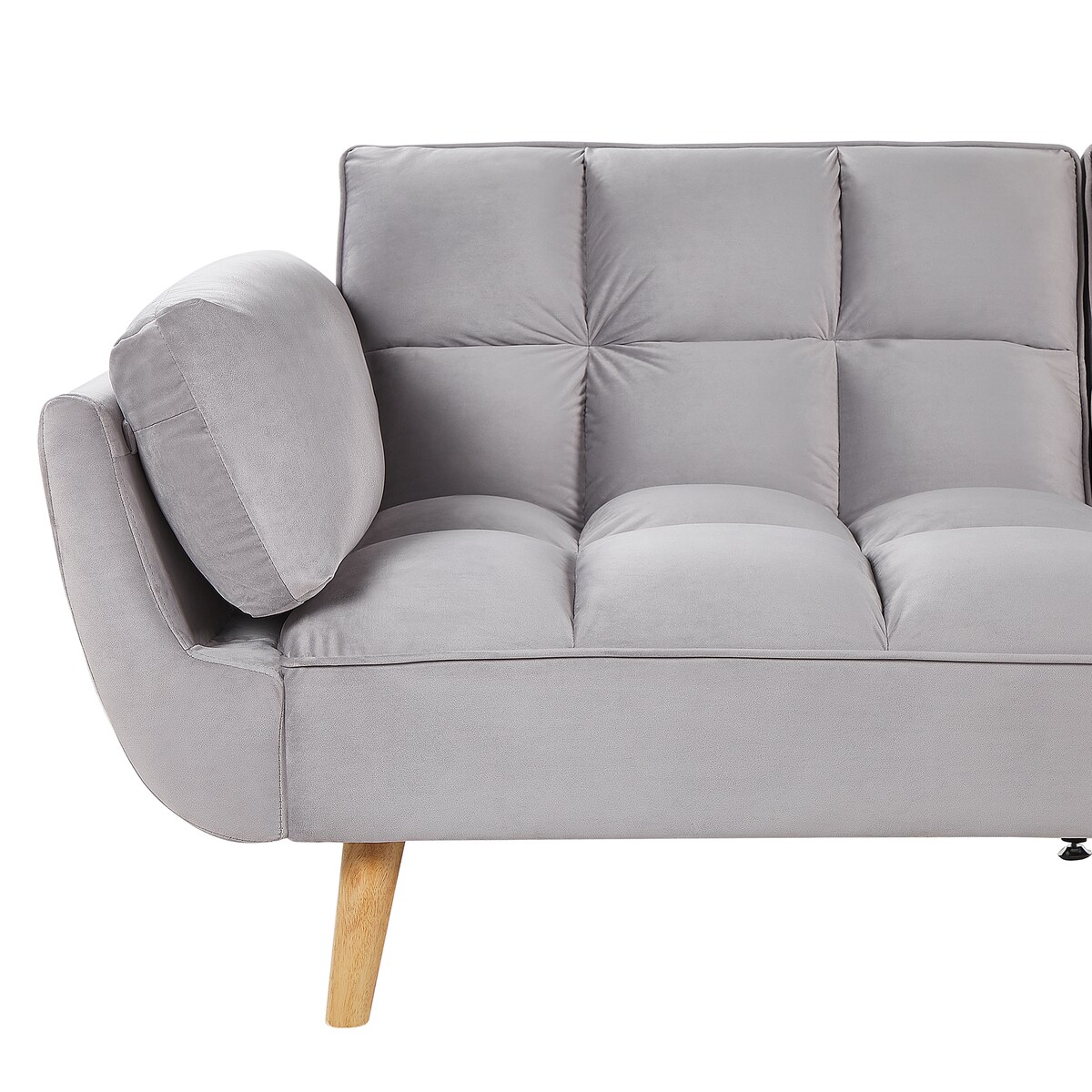 Sofa rozkładana dla 3 osób ASBY Welur Jasnoszary