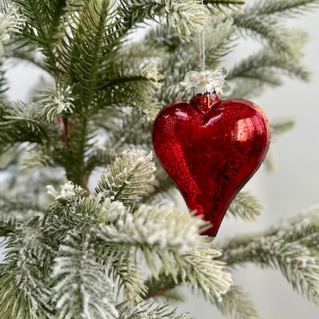 VILLA ITALIA Bombka szklana czerwona SERCE z koralikami 10 cm