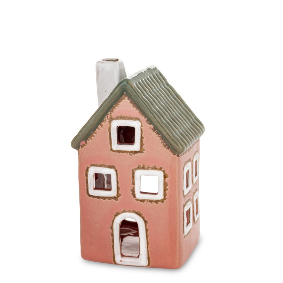 Ceramiczny domek 10,5x6x6 cm GILLI-3 na tea-lighty, czerwony