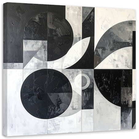 Obraz do salonu biura loftu, Abstrakcja tekstura koła kształty czarno biały