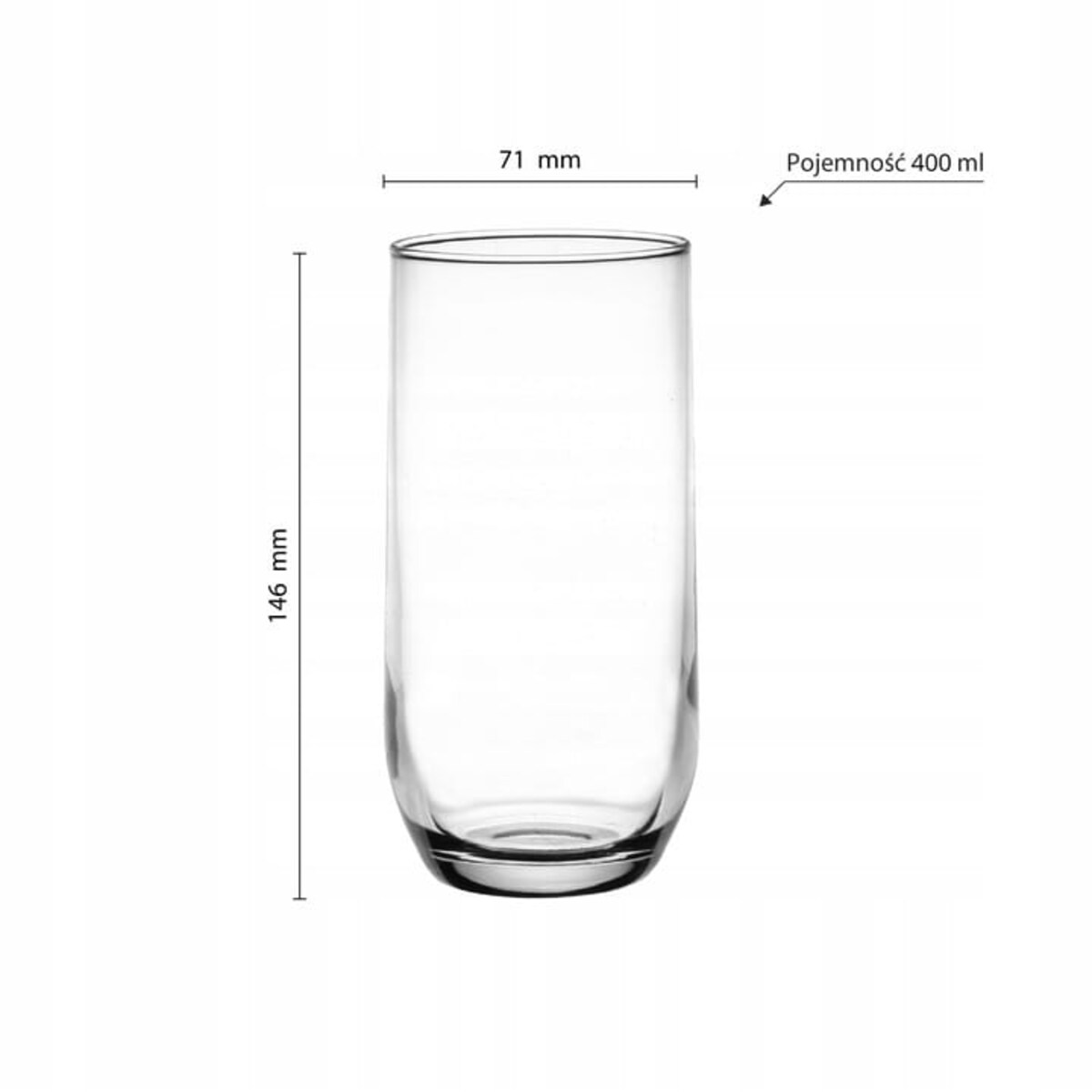 Glasmark Long Szklanka Wysoka Prosta 400 ml na Drinki Sok Napoje Wodę