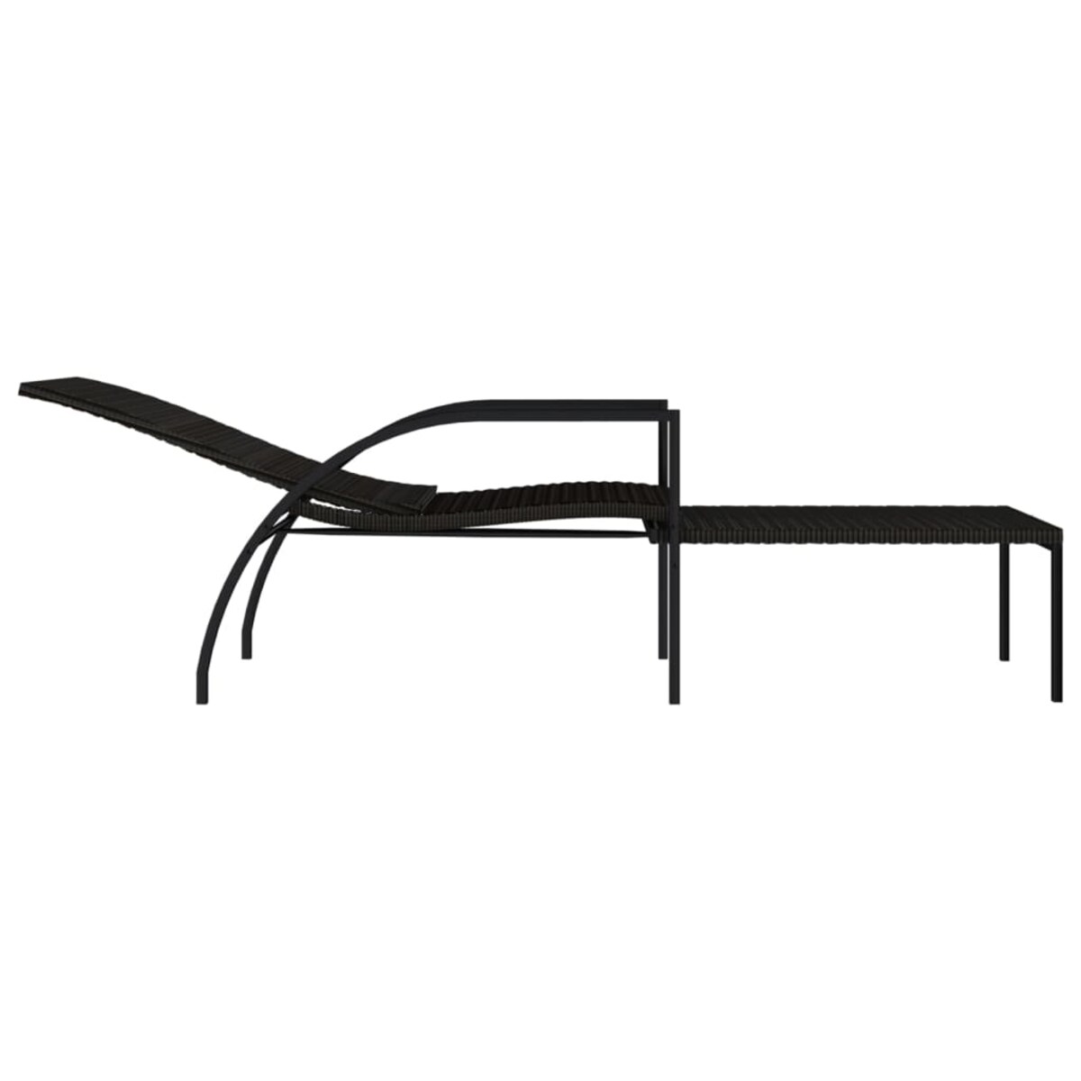 vidaXL Leżak z podnóżkiem, polirattan, brązowy