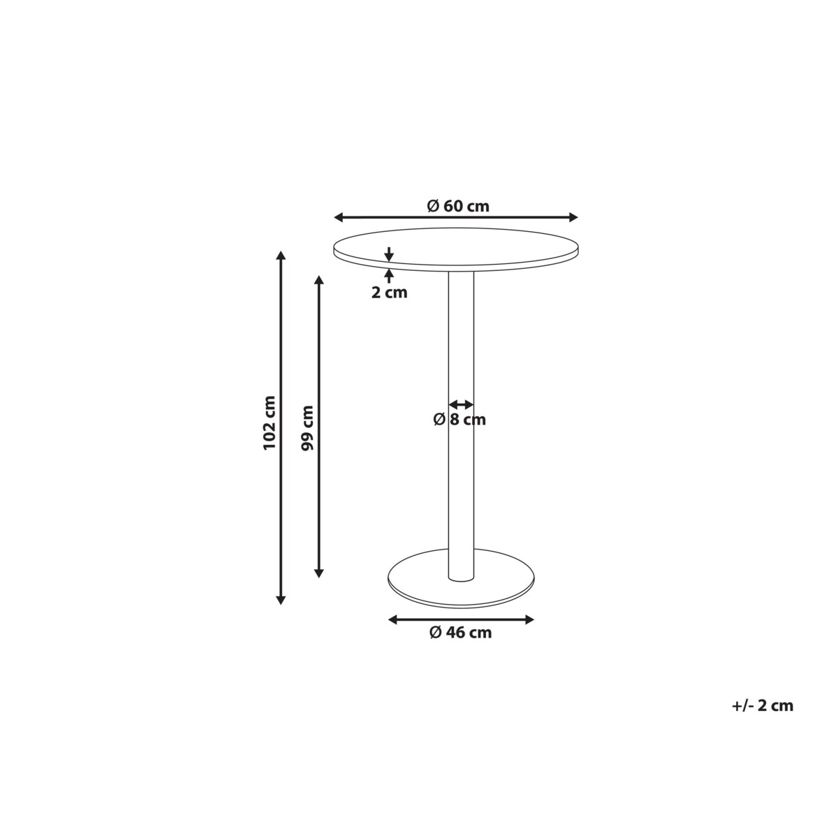 Stół barowy MORELLA Czarny/ ciemny brąz 60 cm