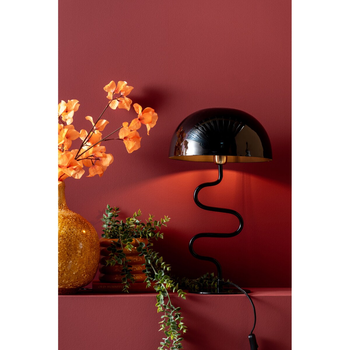 Lampa stołowa grzybek TWIST, metalowa, wys. 54 cm