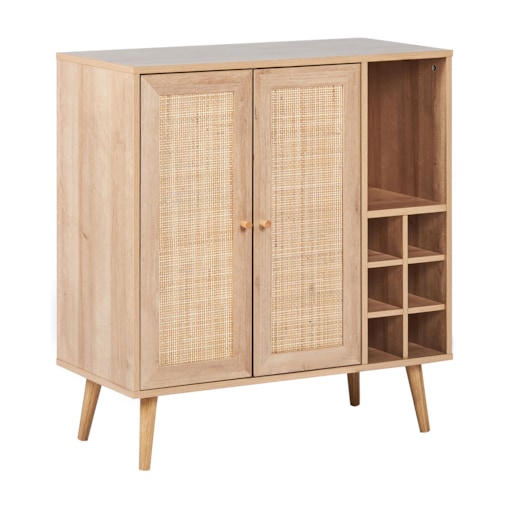 Szafka dwudrzwiowa fronty rattanowe jasne drewno PAGET