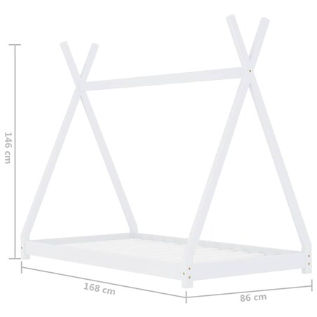 vidaXL Rama łóżka dziecięcego, biała, lite drewno sosnowe, 80 x 160 cm