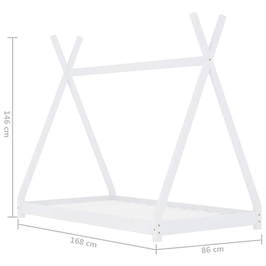 vidaXL Rama łóżka dziecięcego, biała, lite drewno sosnowe, 80 x 160 cm