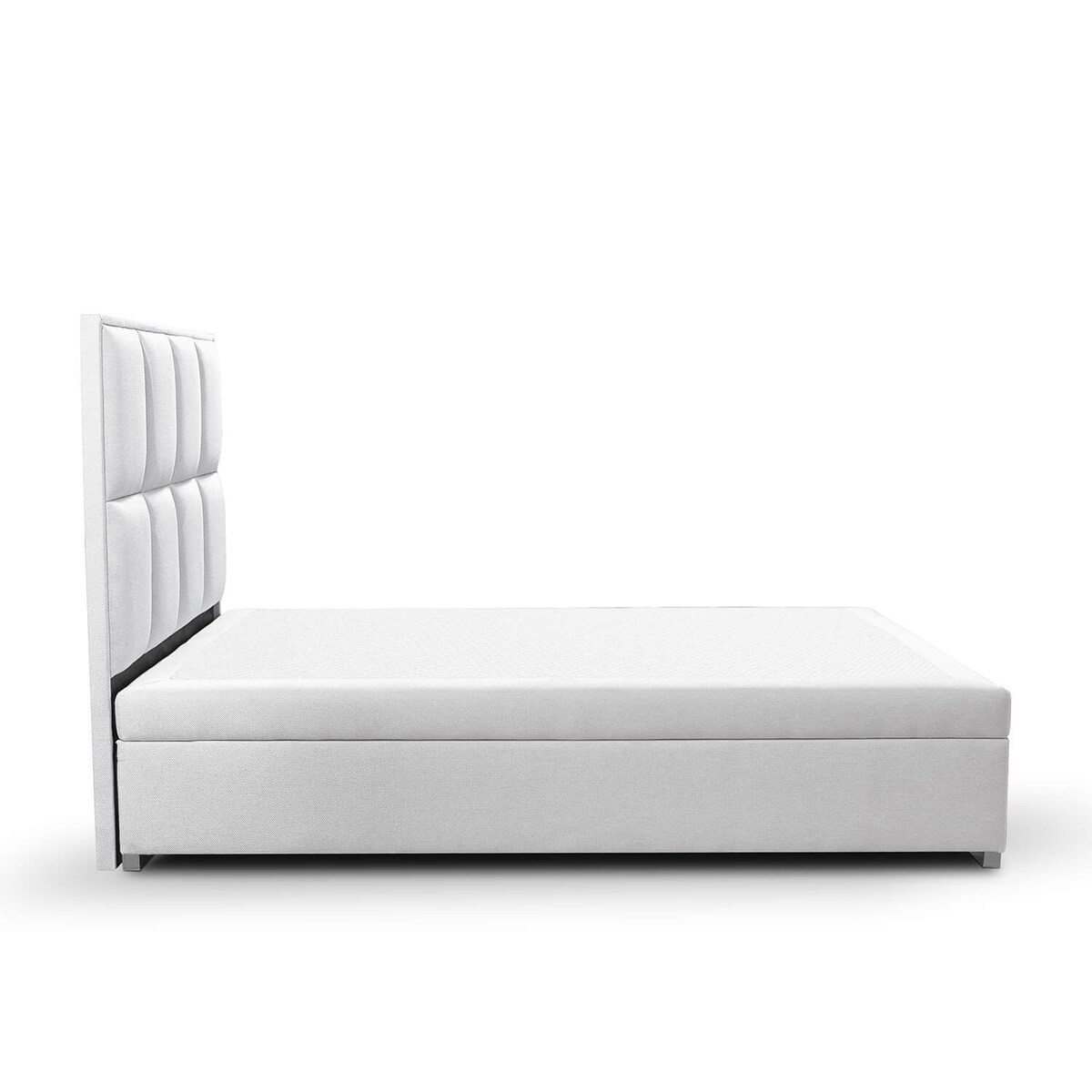 Łóżko tapicerowane ARCHIE 140x200 z pojemnikiem, Jasny Szary, tkanina Megan 364