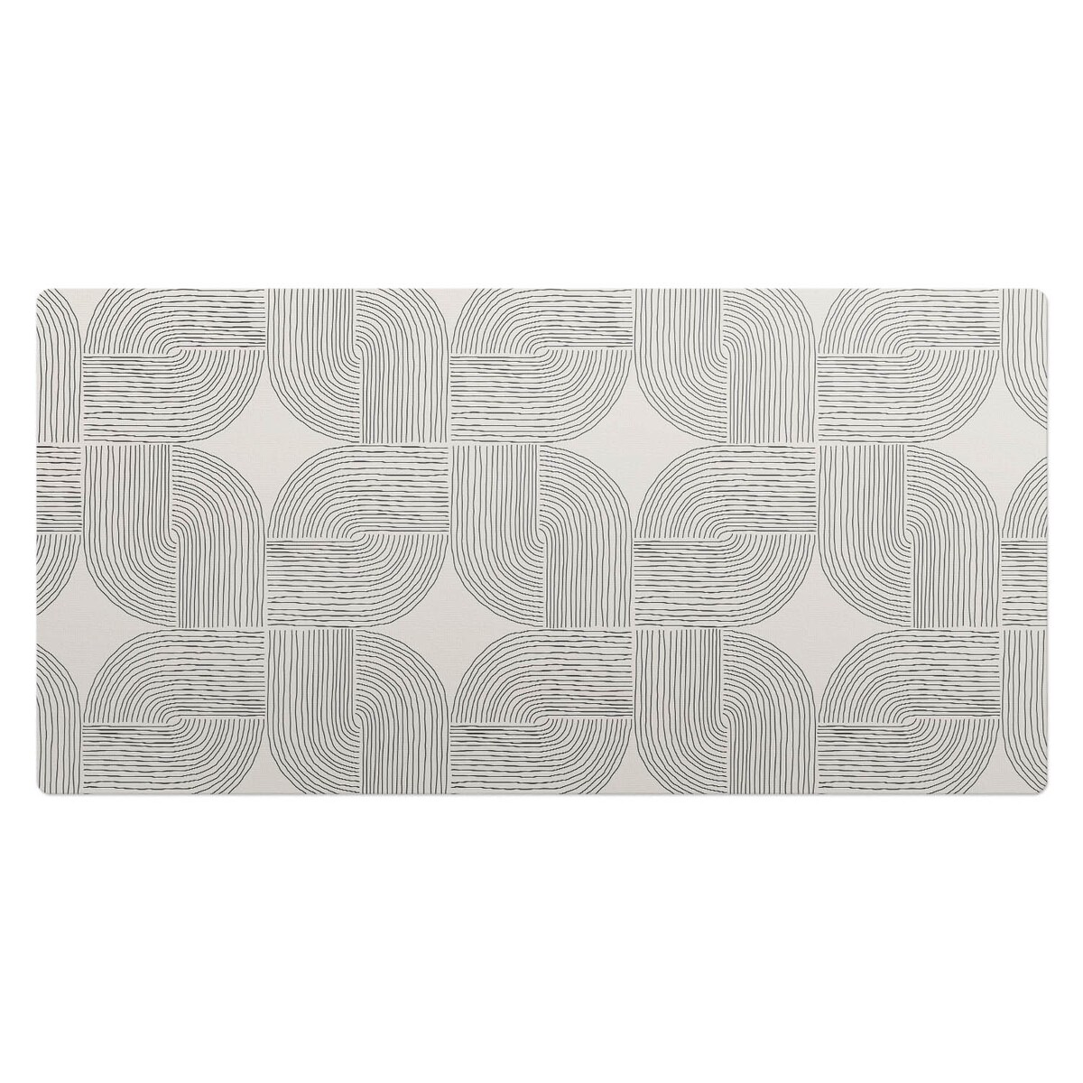 Beżowa mata na biurko Geometryczny wzór linii, 90x45 cm