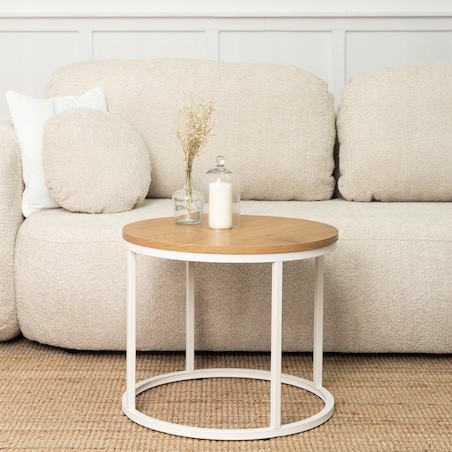 Stolik Kawowy Okrągły Loft Skandynawski Mały Ława Okrągła Mała ANN