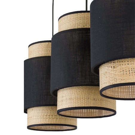 Lampa zwieszana potrójna na listwie Boho 5658 TK Lighting czarna słomkowa
