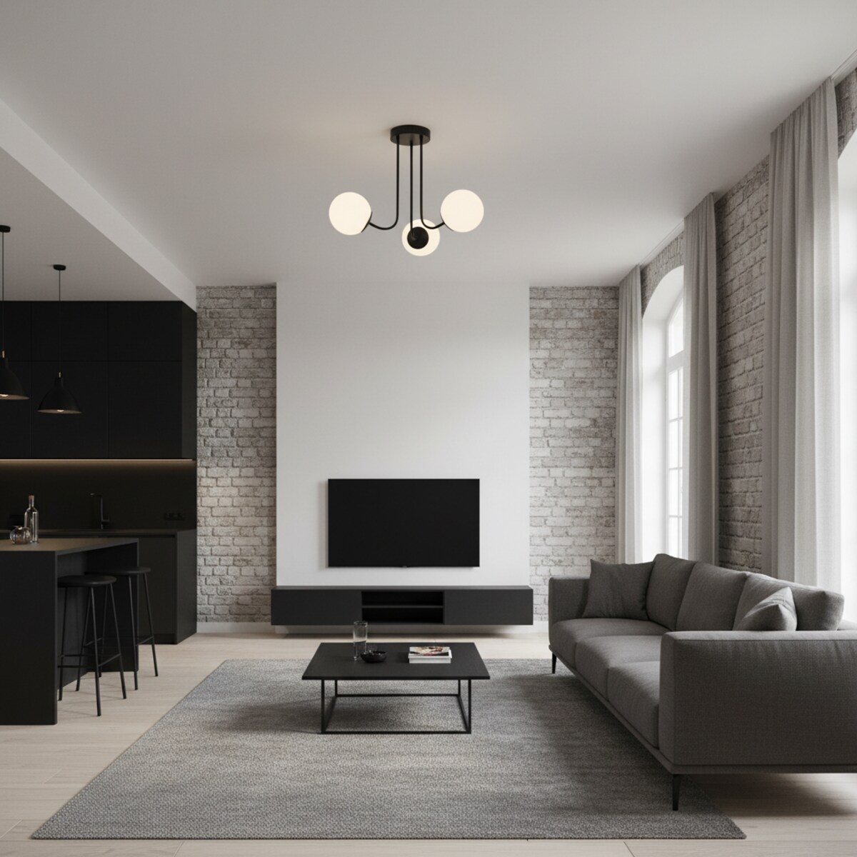 lampa sufitowa czarna 3-punktowa industrialna gosti kule białe edylit