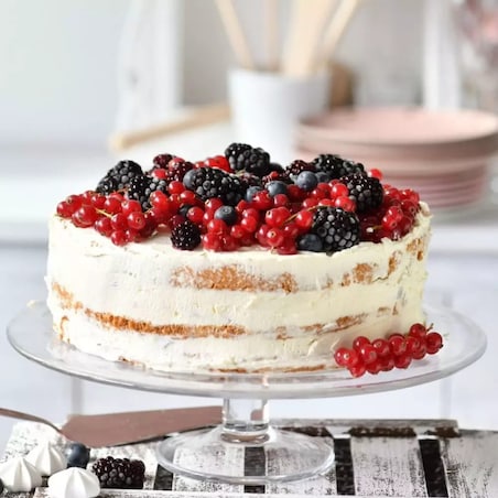 Piękna Elegancka Patera na Tort Ciasta na Nóżce Krosno Servoline 32 cm Duża