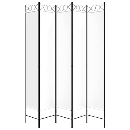 vidaXL Parawan 5-panelowy, biały, 200x220 cm, tkanina