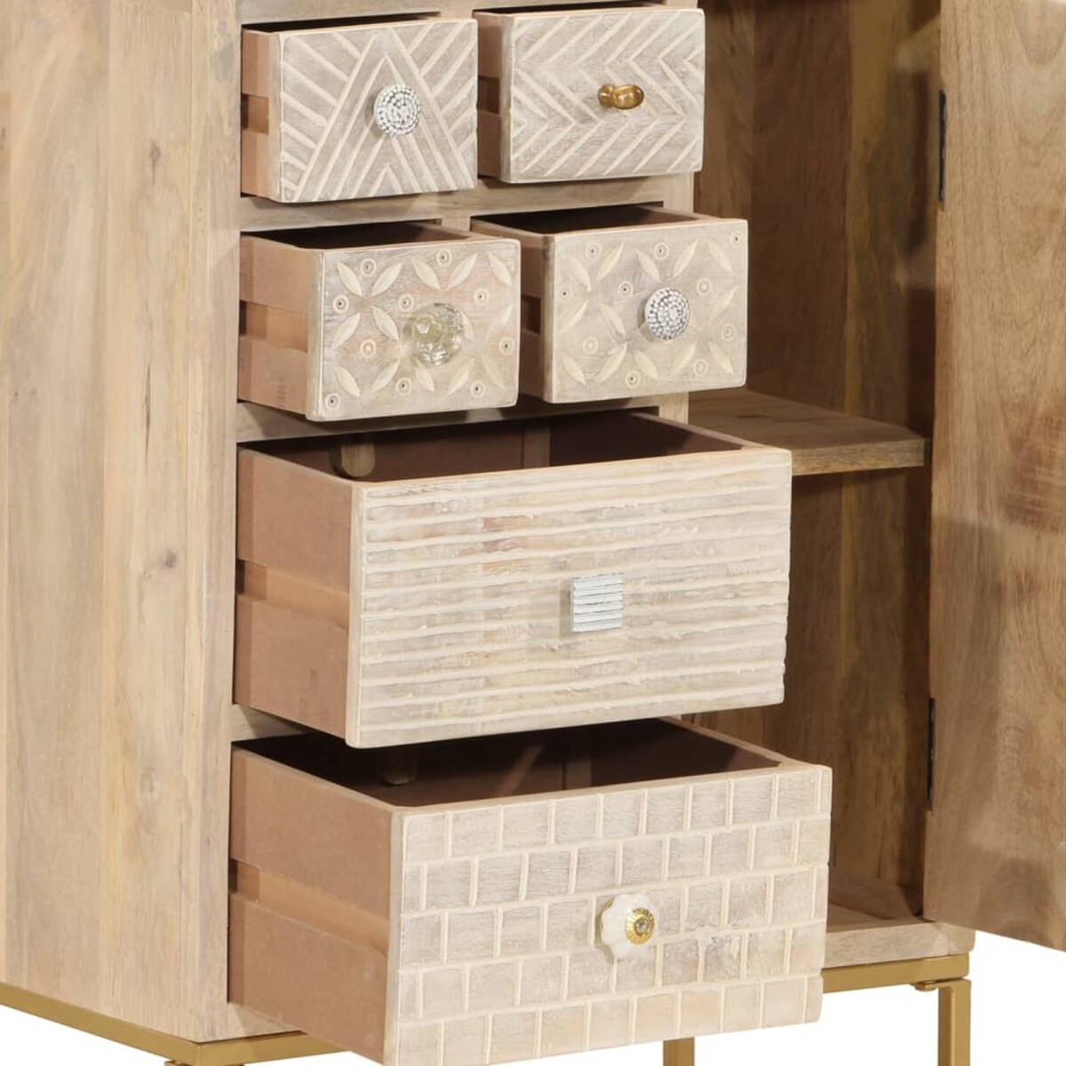 vidaXL Szafka, 55x30x76 cm, lite drewno mango i żelazo