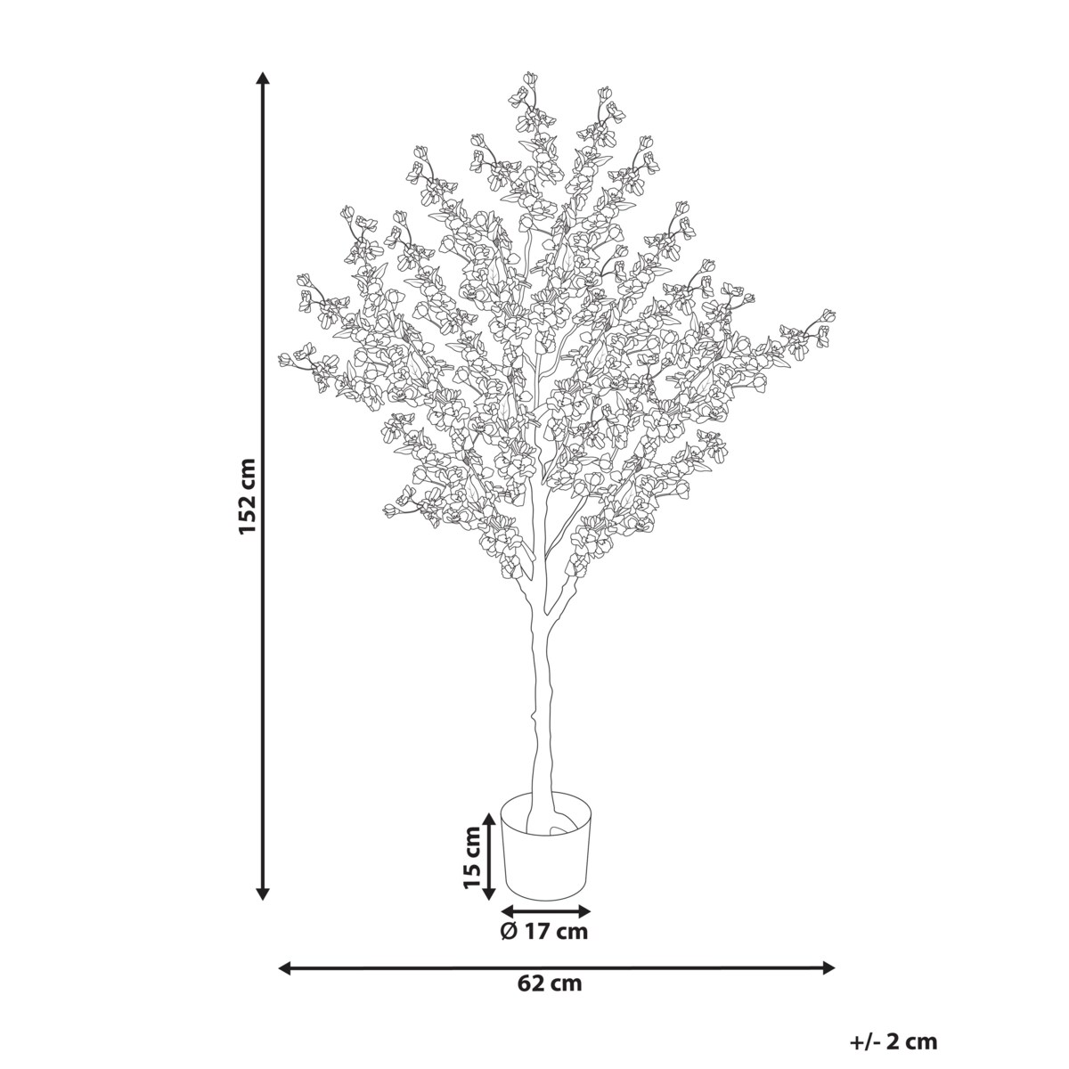 Sztuczna roślina CHERRY TREE 185 cm Różowy
