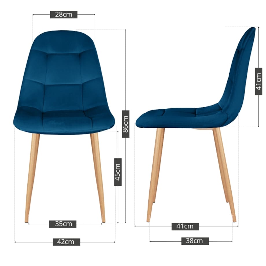 Krzesło tapicerowane do salonu jadalni welurowe granatowe pikowane