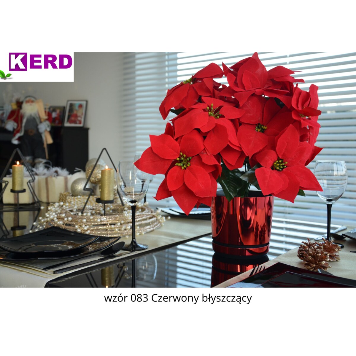 12 cm wzór CZERWONY BŁYSZCZĄCY Doniczka z podstawką wysoki metaliczny połysk elegancka na prezent