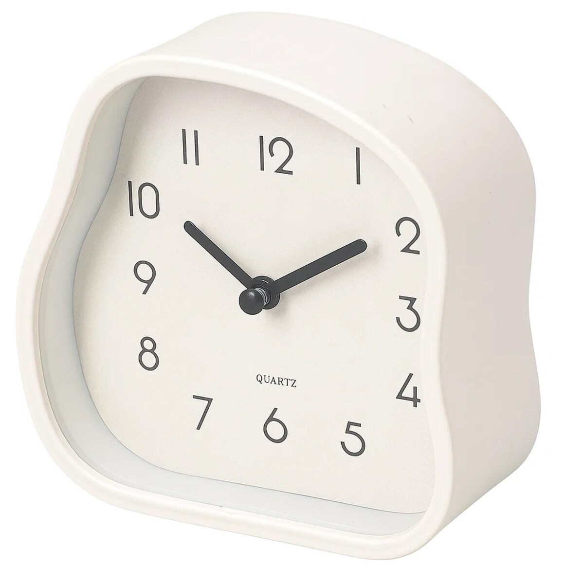 Zegar stołowy AMORPH o organicznym kształcie z przeszklonym frontem, 12 cm