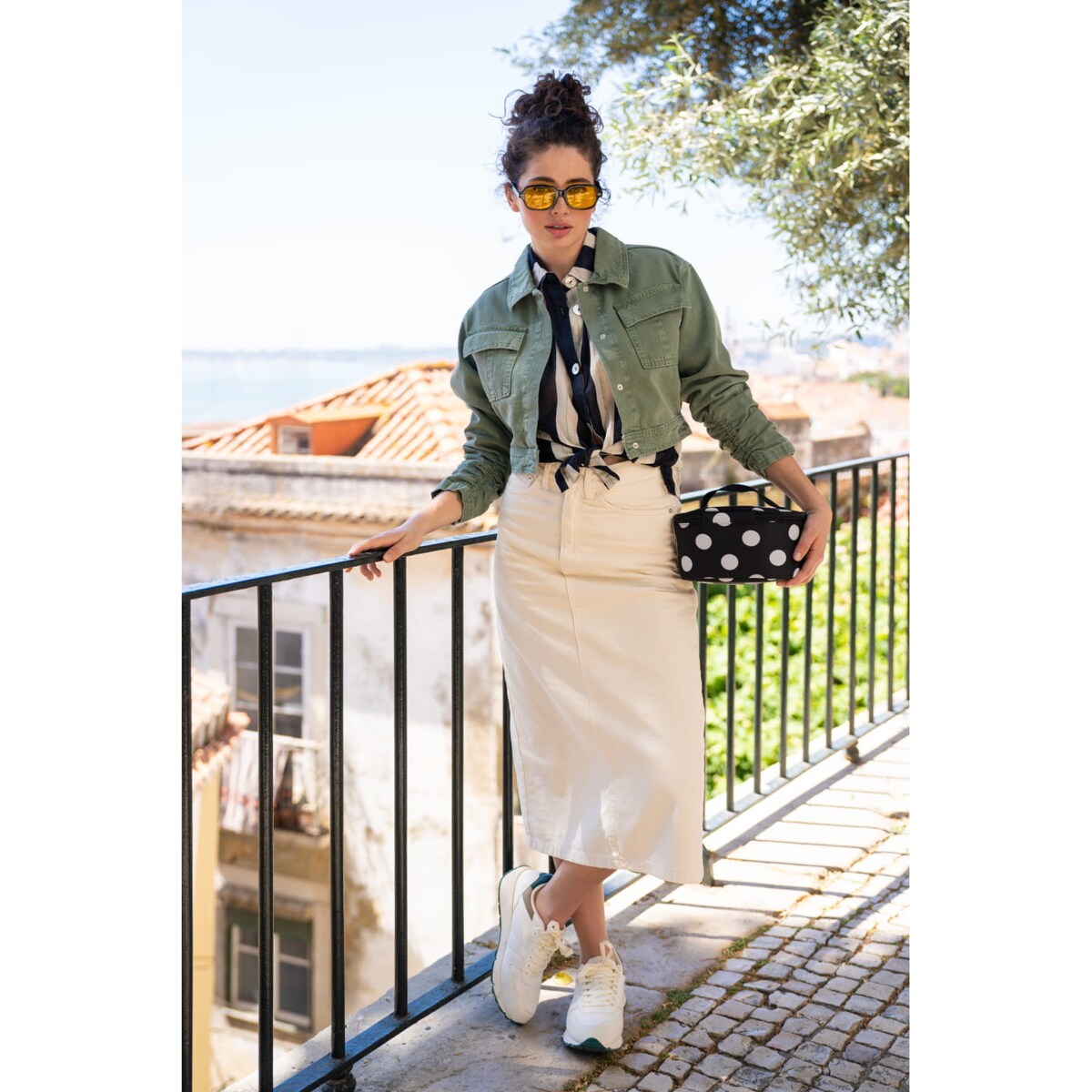 Torba COOLERBAG M POCKET, dots white